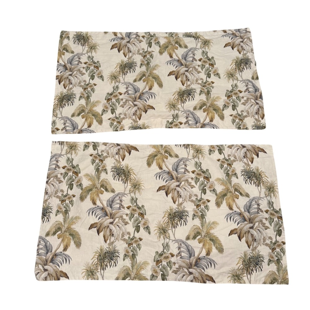 Set of 2 Tommy Bahama Classic Botanical Print King Size Pillowcases Tropical